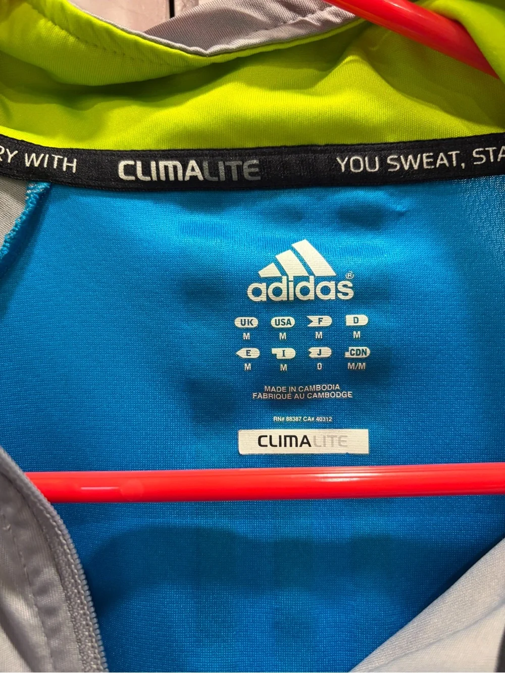 adidas Men's Blue and Gray Quarter-Zip Training Pullover with Neon Accents